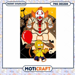 Funny Clown and Cartoon Kid PNG Design for Instant Download