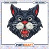 Funny Black Cat Head Illustration PNG Instant Download Art