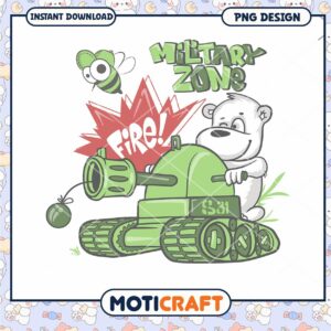 Fun Polar Bear Tank Design for Kids Military Theme PNG