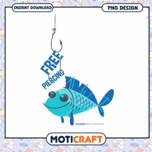 Free Piercing Fish Hook PNG Design for Instant Download