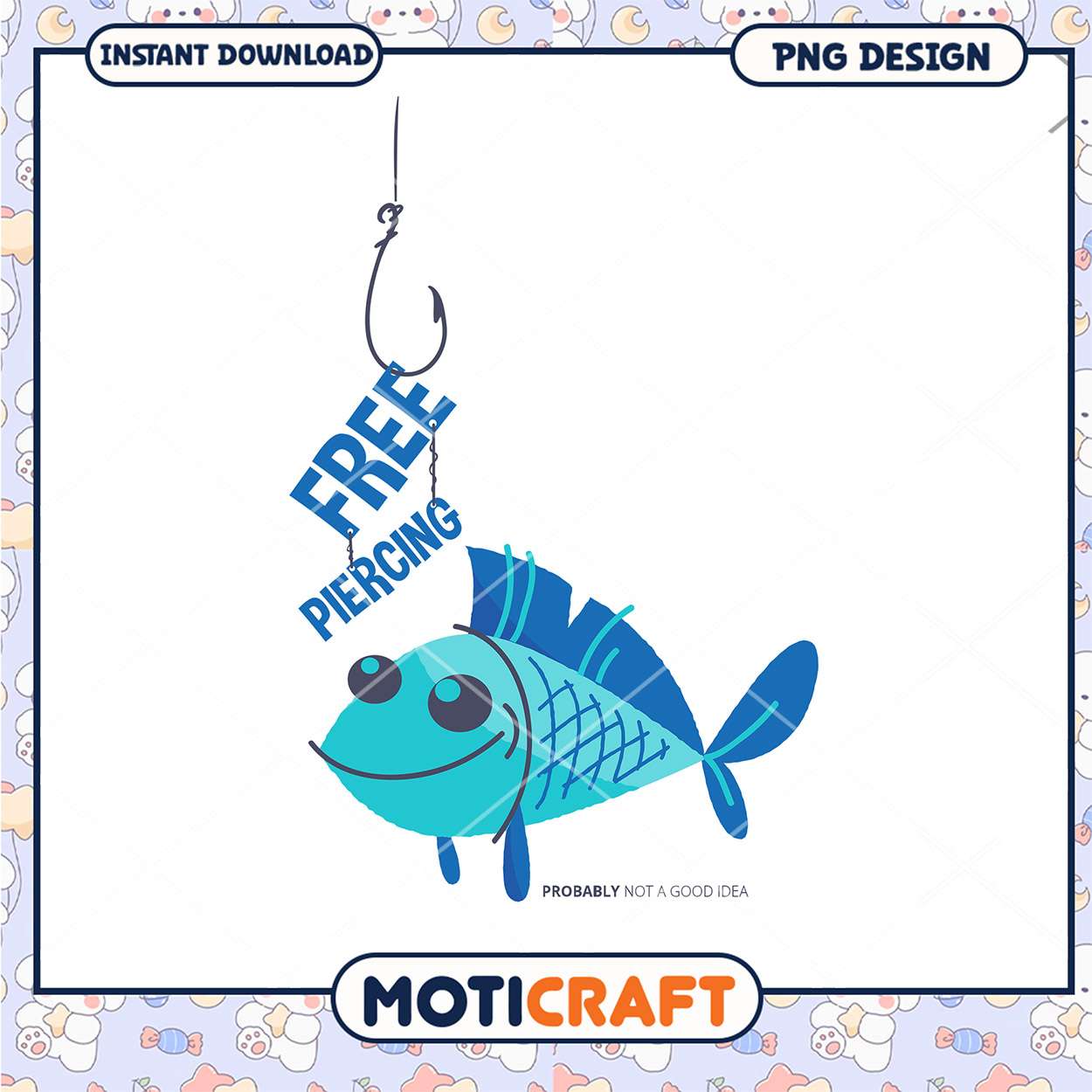 Free Piercing Fish Hook PNG Design for Instant Download Free Piercing Fish Hook PNG Design for Instant Download