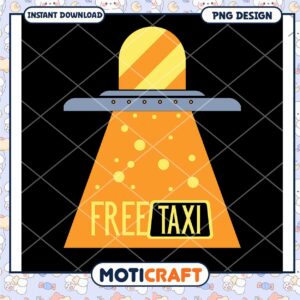 Free Taxi UFO PNG Design for Instant Download Art