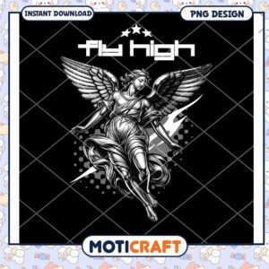 Fly High Angel Graphic PNG Design for Instant Download