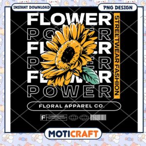 Flower Power Sunflower PNG Design for Streetwear Fashion