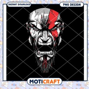 Fierce Warrior Face PNG Design for Instant Download Art