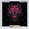 Fierce Pink Wolf PNG Design for Instant Download Art File