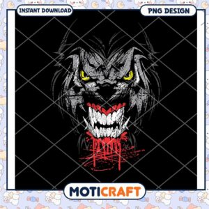 Fierce Lion Design with Blood for Instant Download PNG Art