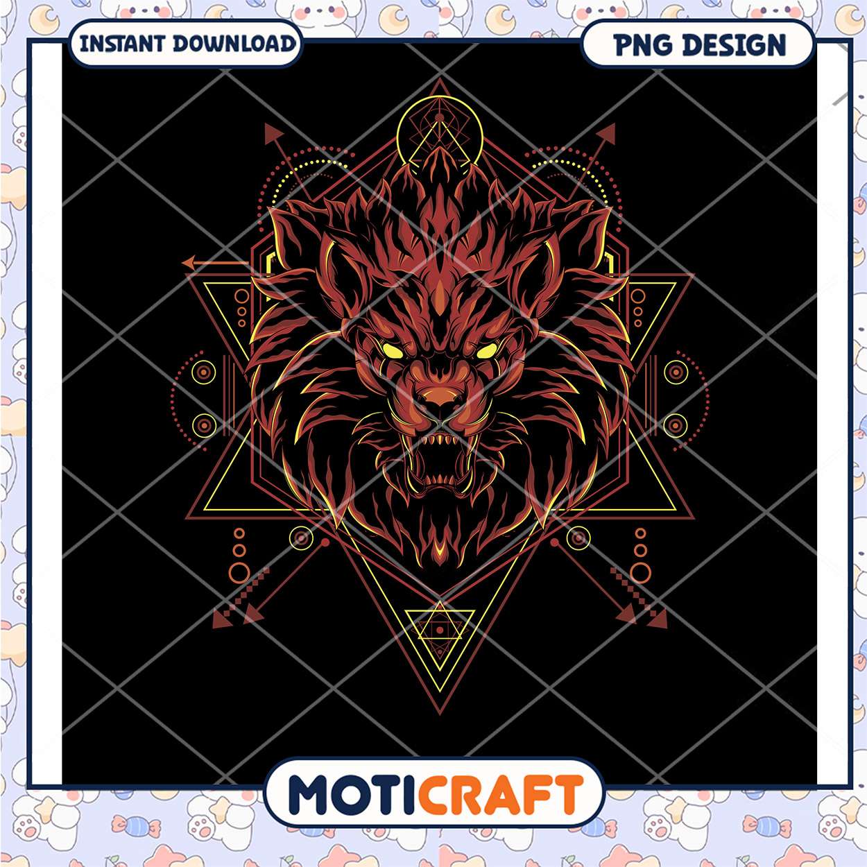 Fierce Lion Geometric Art PNG Instant Download Design Fierce Lion Geometric Art PNG Instant Download Design