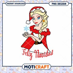 Feliz Navidad Elsa Christmas PNG Instant Download Design