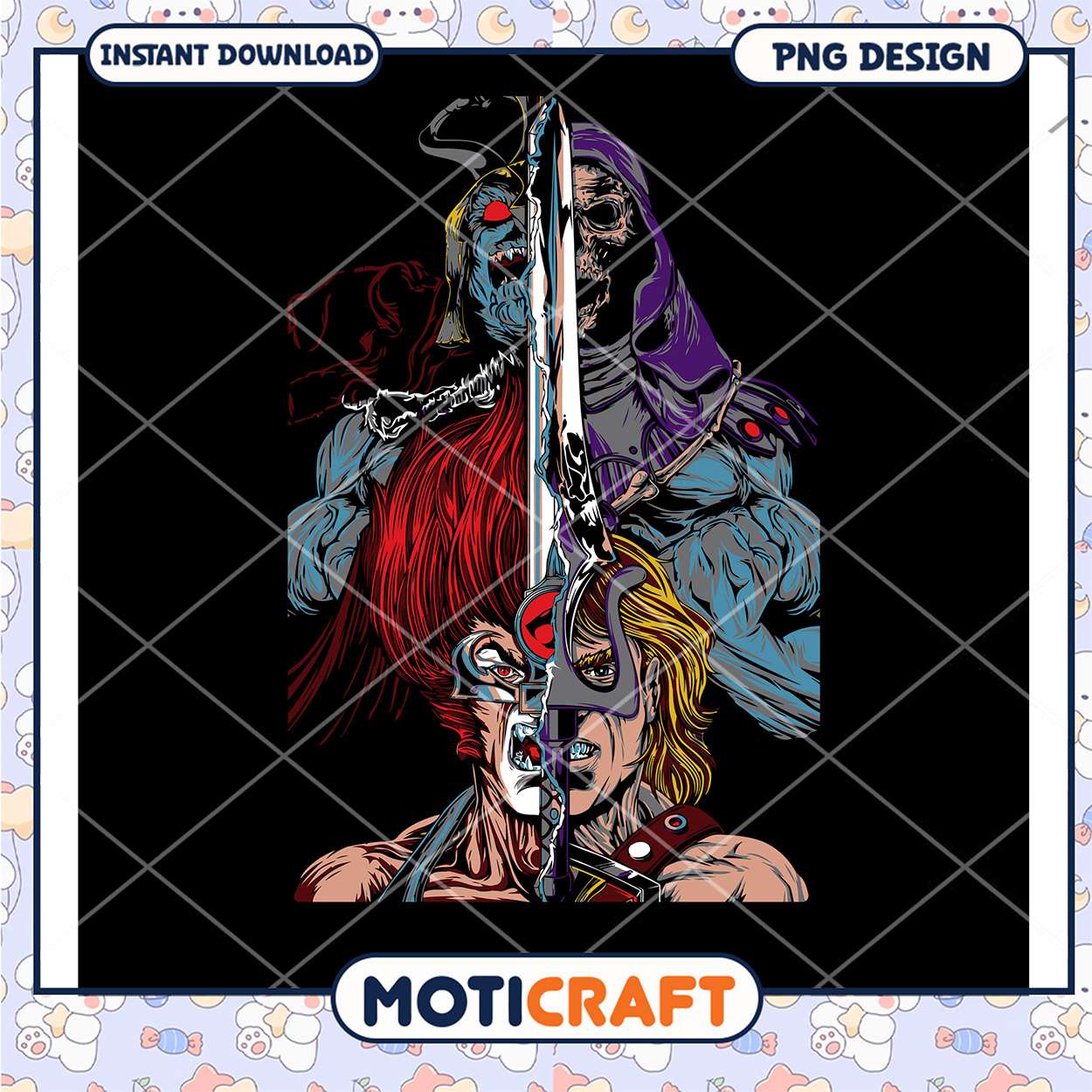 Epic Fantasy Sword Battle Art PNG Design Downloadable File Epic Fantasy Sword Battle Art PNG Design Downloadable File