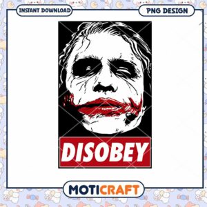 Disobey Themed Joker PNG Design Instant Download Art