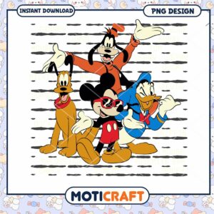 Disney Character PNG Design Featuring Mickey and Friends