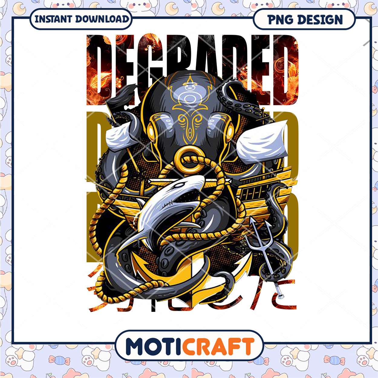 Degraded Octopus Graphic Design for Instant Download PNG Degraded Octopus Graphic Design for Instant Download PNG