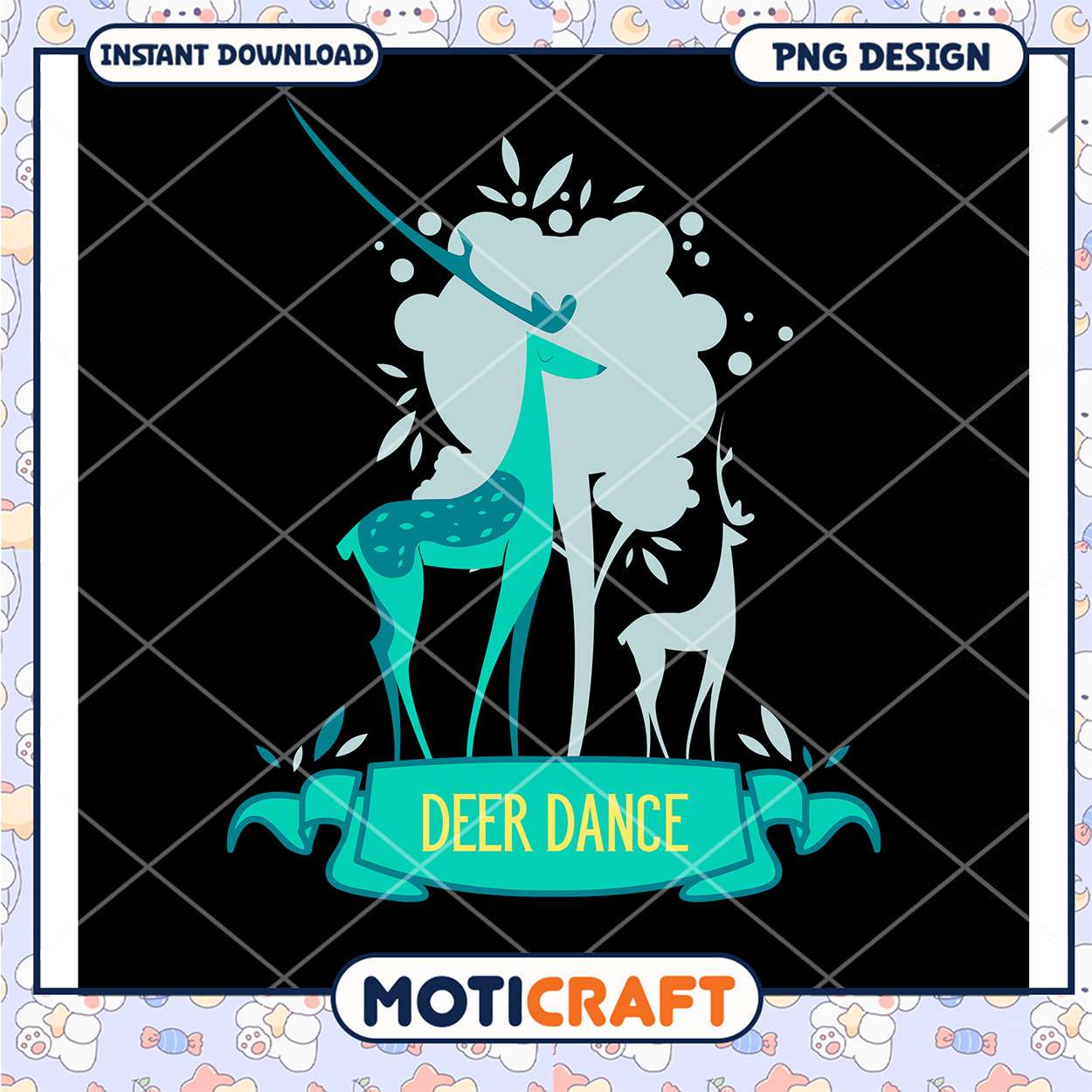 Deer Dance Artistic PNG Design for Instant Download Deer Dance Artistic PNG Design for Instant Download