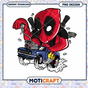 Deadpool Car Adventure PNG Design for Instant Download