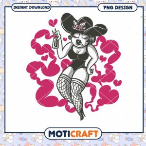 Cute Vintage Pinup Girl PNG Design for Instant Download
