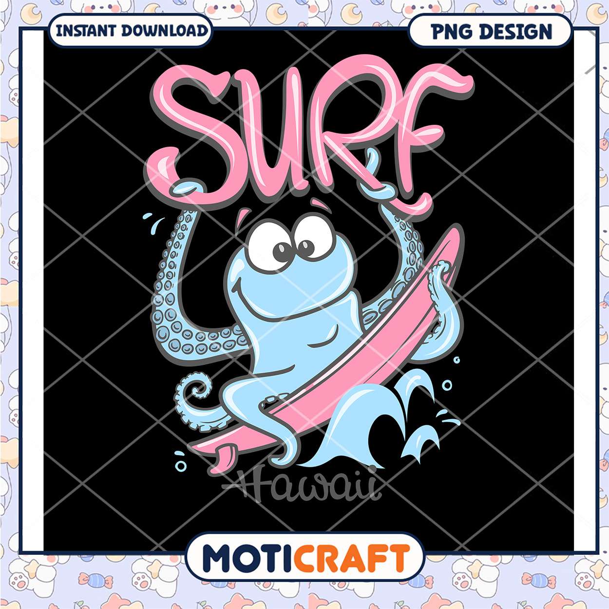 Cute Surfing Octopus PNG Design for Beach Lovers Download Cute Surfing Octopus PNG Design for Beach Lovers Download