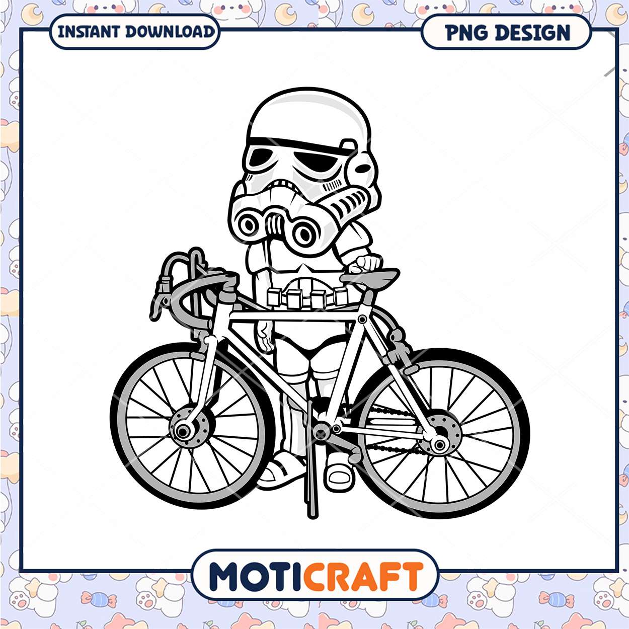 Cute Stormtrooper on Bicycle PNG Digital Download Design Cute Stormtrooper on Bicycle PNG Digital Download Design