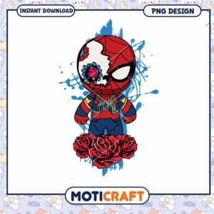 Cute Spider Man PNG Design with Roses for Instant Download