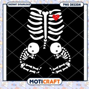 Cute Skeleton Design with Heart PNG Instant Download Art
