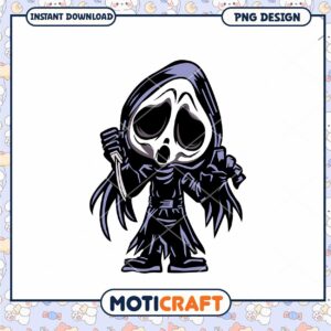Cute Scary Ghost Cartoon PNG Design for Instant Download