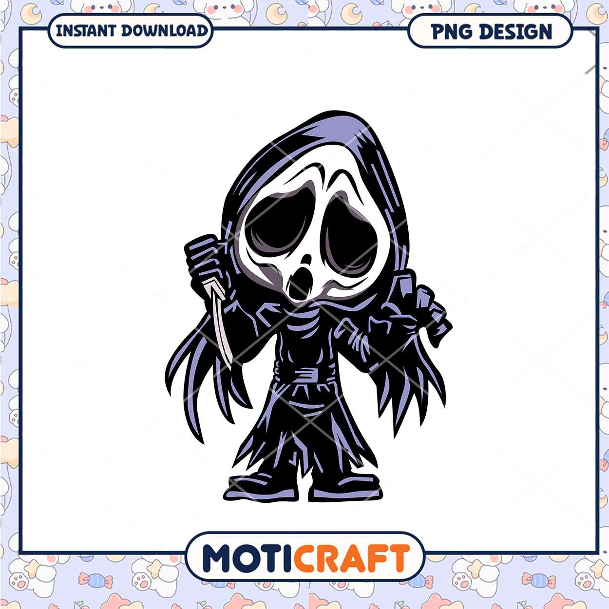 Cute Scary Ghost Cartoon PNG Design for Instant Download Cute Scary Ghost Cartoon PNG Design for Instant Download