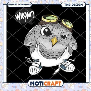 Cute Owl Character Design PNG Instant Download Art Print