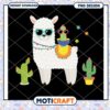 Cute Llama with Sunglasses and Cactus PNG Download Design
