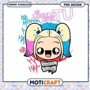 Cute Harley Quinn PNG Design Instant Download for Fans