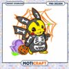 Cute Halloween Pikachu Skeleton PNG Design for Download