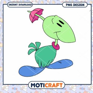 Cute Green Character with Umbrella PNG Digital Download Design