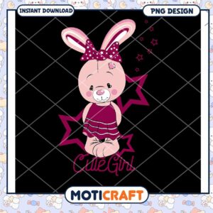 Cute Girl Bunny PNG Design for Instant Download Artwork