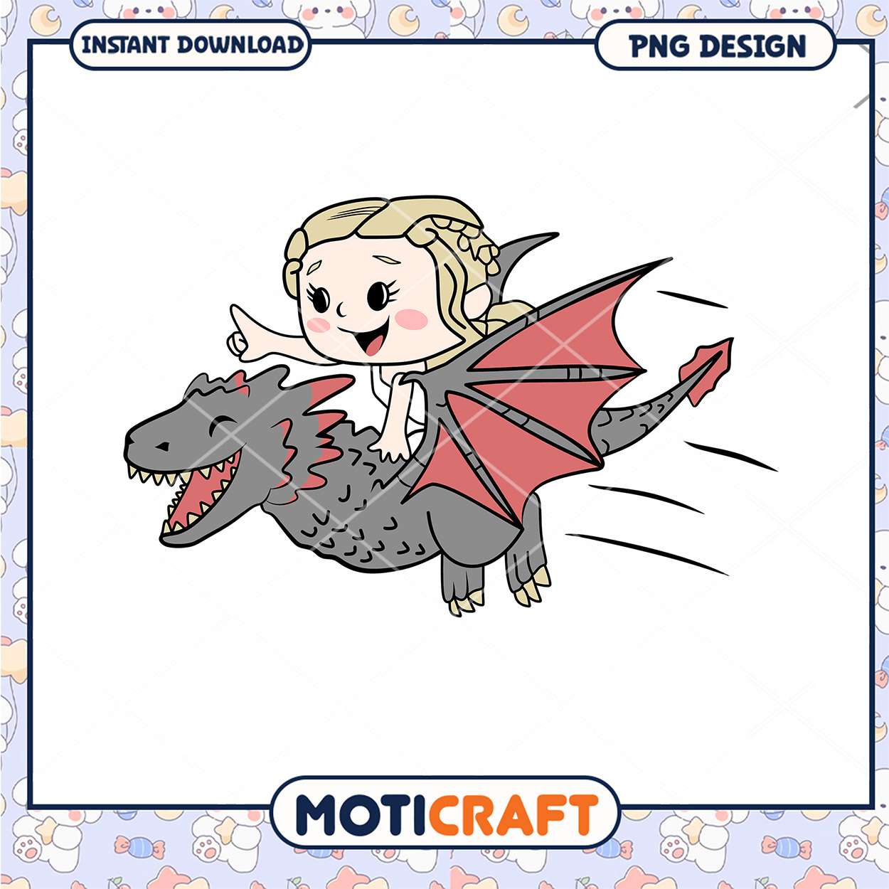 Cute Girl Riding Dragon PNG Art Instant Download Design Cute Girl Riding Dragon PNG Art Instant Download Design
