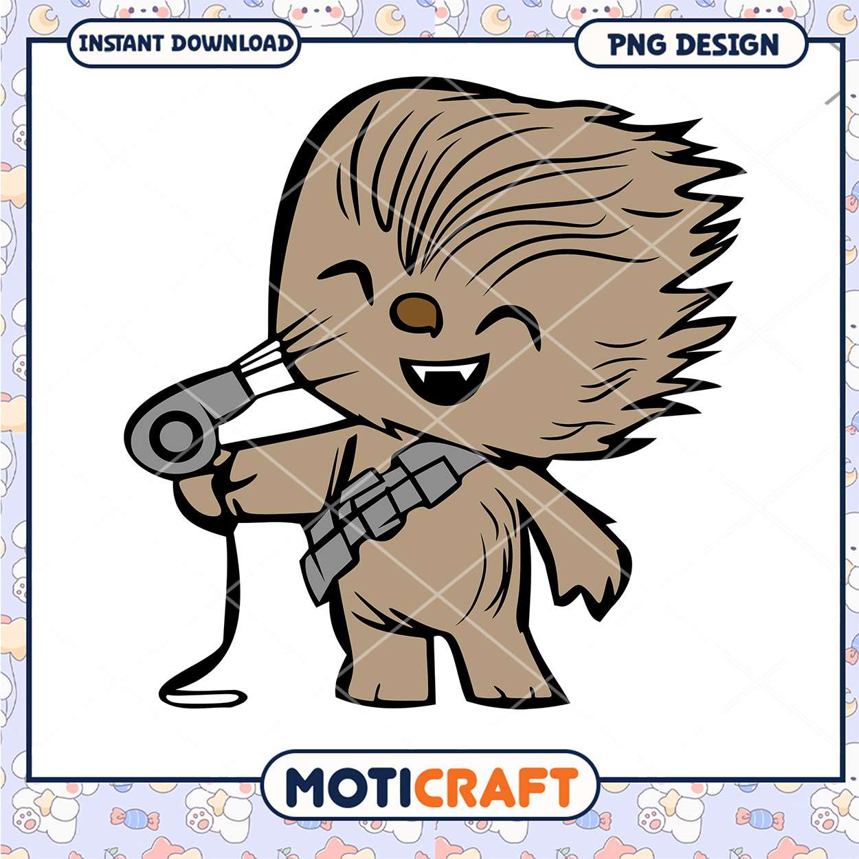 Cute Chewbacca PNG Design for Instant Download Art Cute Chewbacca PNG Design for Instant Download Art