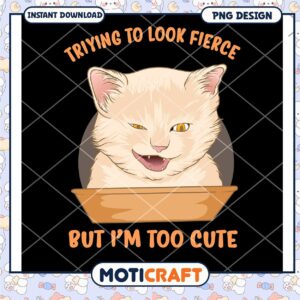 Cute Cat Design Trying to Look Fierce PNG Downloadable Art