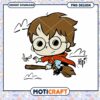 Cute Cartoon Wizard Flying on Broomstick PNG Download