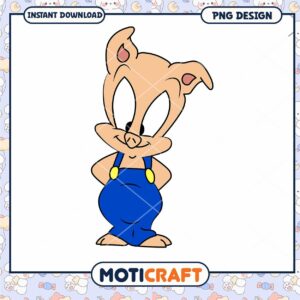 Cute Cartoon Pig Character PNG Instant Download Design