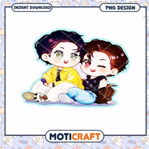 Cute Cartoon Couple PNG Design for Instant Download Gift