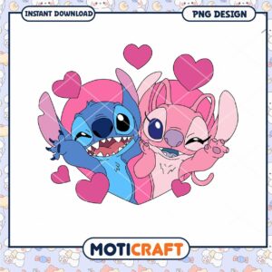 Cute Cartoon Characters with Hearts PNG Design Download