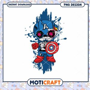 Cute Captain America Cartoon PNG Instant Download Design