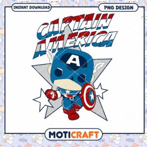 Cute Captain America PNG Design Instant Download for Kids