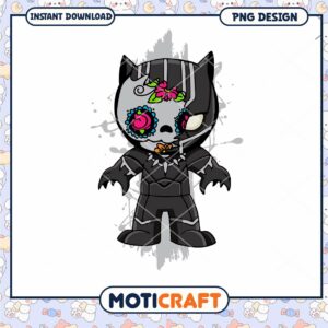 Cute Black Panther Skull Mascot PNG Digital Download Art