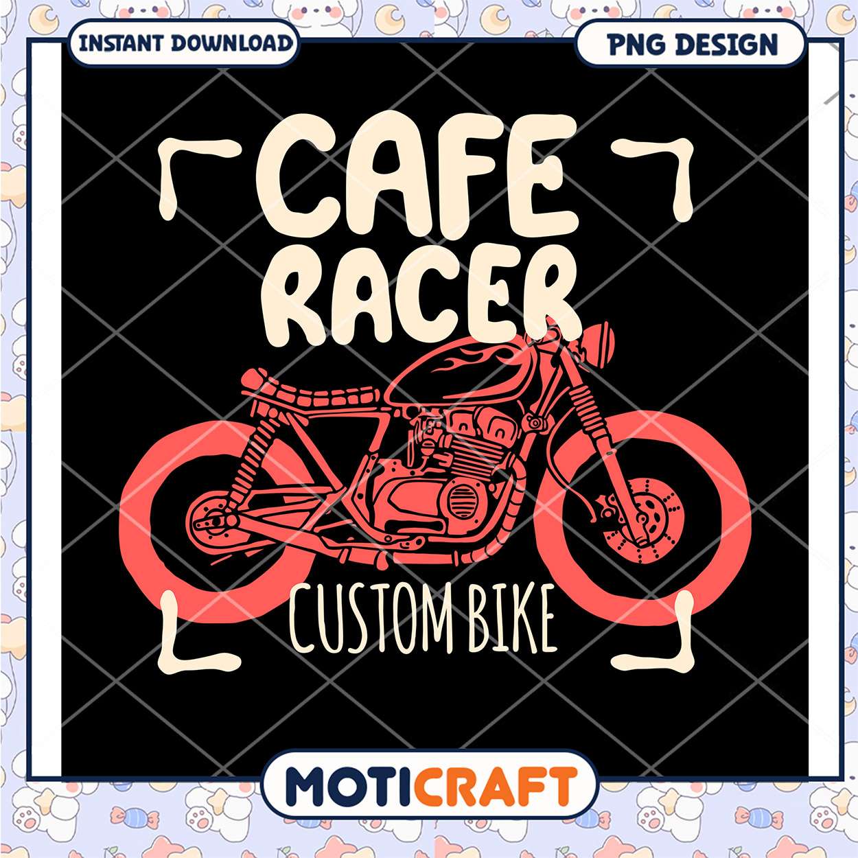 Custom Cafe Racer Bike Design Instant Download PNG Art Custom Cafe Racer Bike Design Instant Download PNG Art