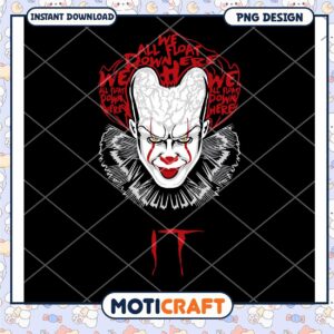 Creepy Pennywise Clown Art Design Instant Download PNG