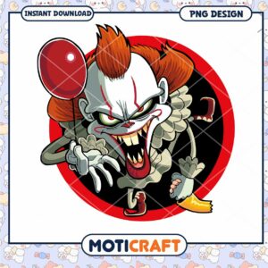 Creepy Clown PNG Design for Instant Download Fun Art