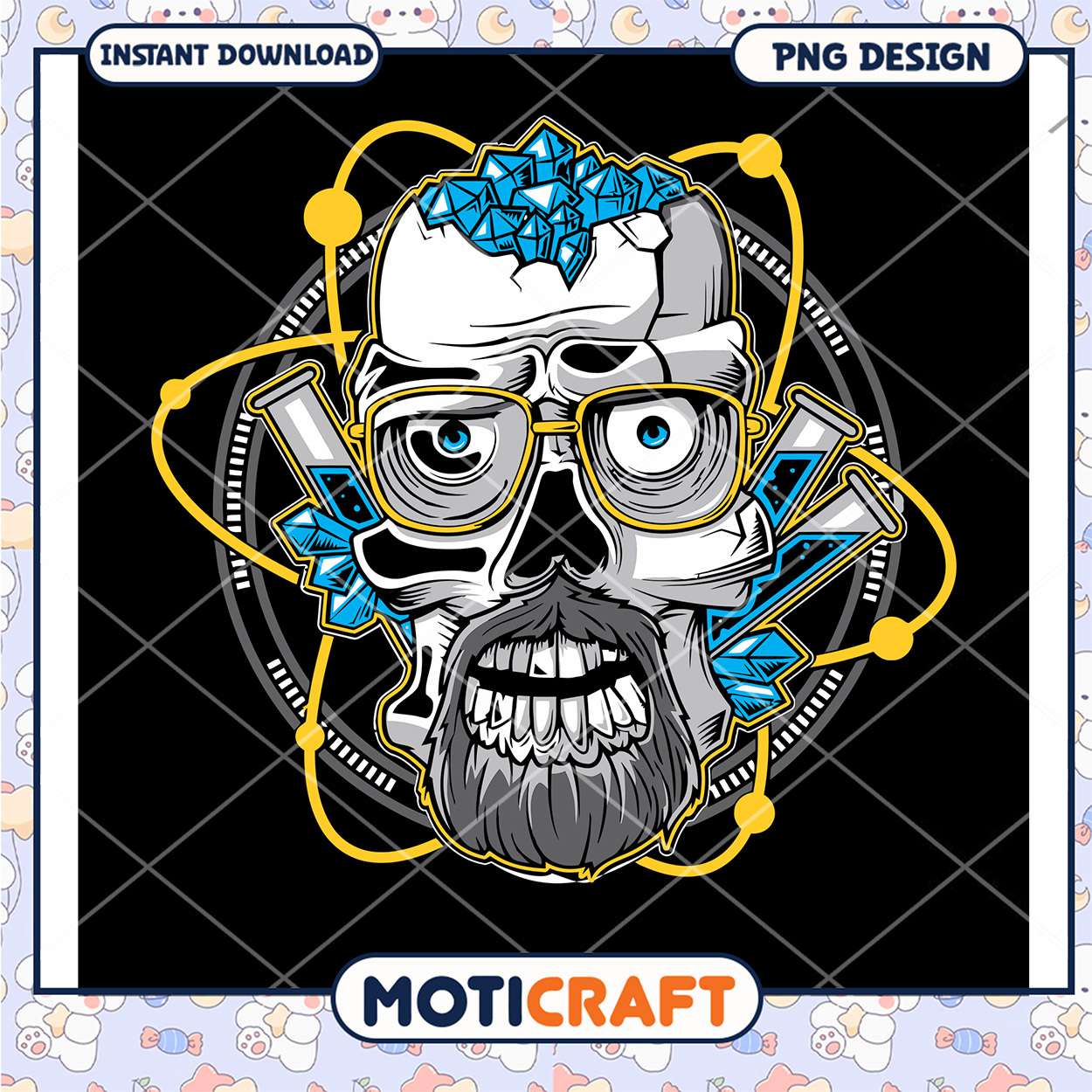 Creative Science Skull PNG Design for Instant Download Creative Science Skull PNG Design for Instant Download