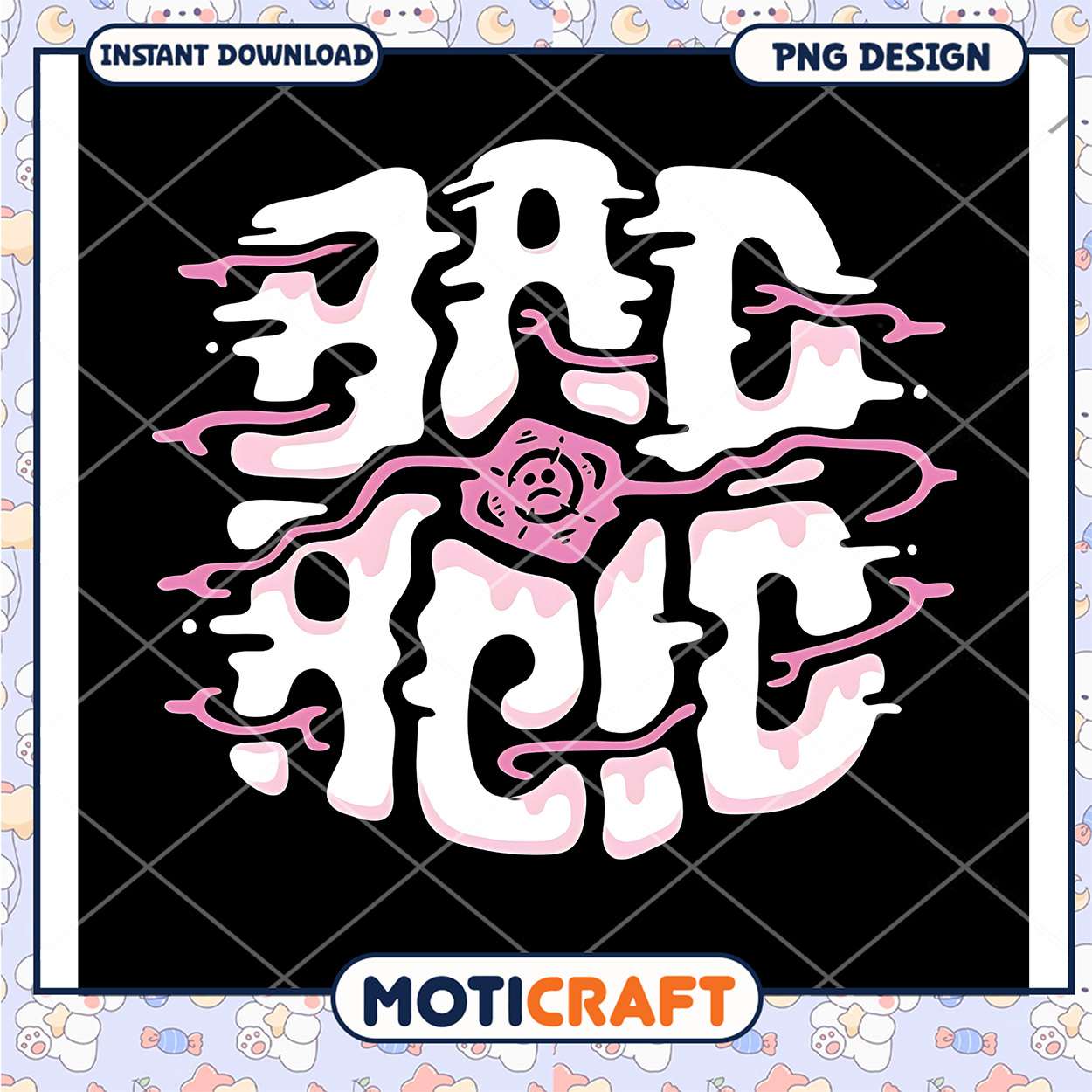 Cool Retro Bad Acid PNG Design for Instant Download Cool Retro Bad Acid PNG Design for Instant Download