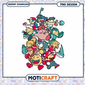 Colorful Video Game Character Collage Instant Download PNG