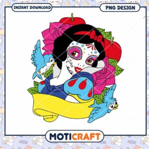 Colorful Snow White PNG Design for Instant Download Art