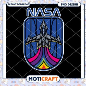 Colorful NASA Rocket PNG Design Instant Download Art